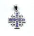 Sterling Silver With Colored Stone Jerusalem Cross Pendant